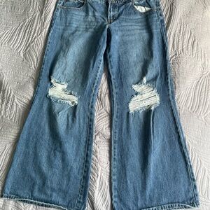 Forever 21  Blue Distressed Flare Jeans